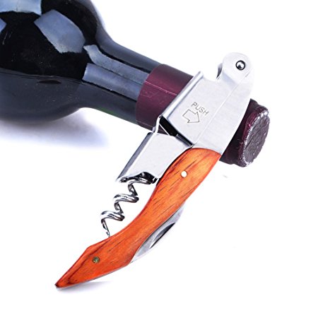 Bailyn Premium Waiter's Corkscrew All-in-one Wine Key Wood Handle,Professional multifunctional Bottle opener and Foil cutter