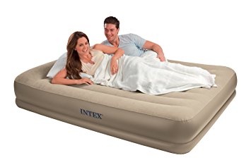 Intex Pillow Rest Mid-Rise Airbed with Built-in Pillow and Electric Pump, Queen, Bed Height 13 3/4"