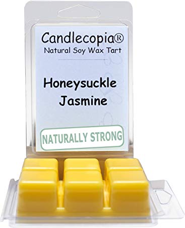 Candlecopia Honeysuckle Jasmine Strongly Scented Hand Poured Vegan Wax Melts, 12 Scented Wax Cubes, 6.4 Ounces in 2 x 6-Packs