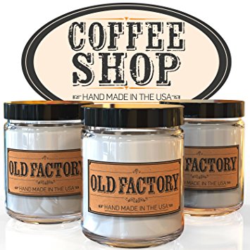 Scented Candles - Coffee Shop - Set of 3: Coffee Bean, Hazelnut, and Chai Tea - 3 x 4-Ounce Soy Candles