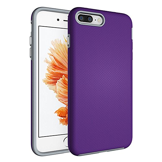 iPhone 7 Plus Case,Airsspu [Premium Texture] Dual-Layer [Rugged PC   ShockProof Bumper] Slim Fit Protective Cases Cover for iPhone 7 Plus (Purple)