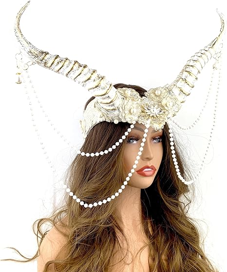 STORM BUY ] Steampunk Style Luxury Metallic Ram Goat Horn Devil Headband Halloween Costume Masquerade Cosplay Prom Ball Party