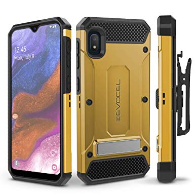 Evocel Galaxy A10E Case Explorer Series Pro with Glass Screen Protector and Belt Clip Holster for The Samsung Galaxy A10E, Gold