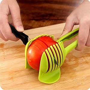 New Prime Deals Tomato Slicer Vegetable Cutter 2024 Upgrade Round Lemon Egg Slicing Tool Multipurpose Handheld Round Fruit Tongs Onion Holder Handheld Slicer Household Kitchen Cutting Aid Gadgets Tool