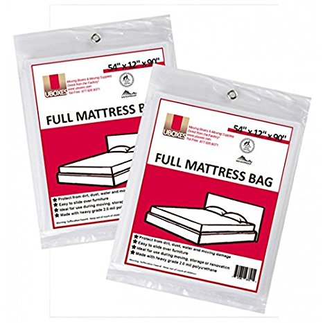Full Size Mattress Covers / Mattress Bags 54" x 12" x 90" Moving Supplies (2 Pack)