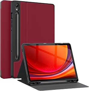 Soke Case for Samsung Galaxy Tab S9 2023 [SM-X710/X716B/X718U]-Premium Shock Proof Stand Folio Case, Multi-Viewing Angles, Soft TPU Back Cover for Galaxy Tab S9 11 inch Tablet, Red