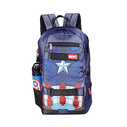 Marvel Avengers Captain America 29 liters Linen Polyester Durable Fabric Office Backpack -AZ 250, Multicolor