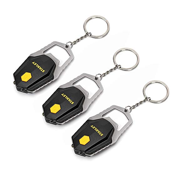 STANLEY Mini LED Flashlight Keychain, Ultra Bright Light Torch with Bottle Opener with Hook, 3-Pack