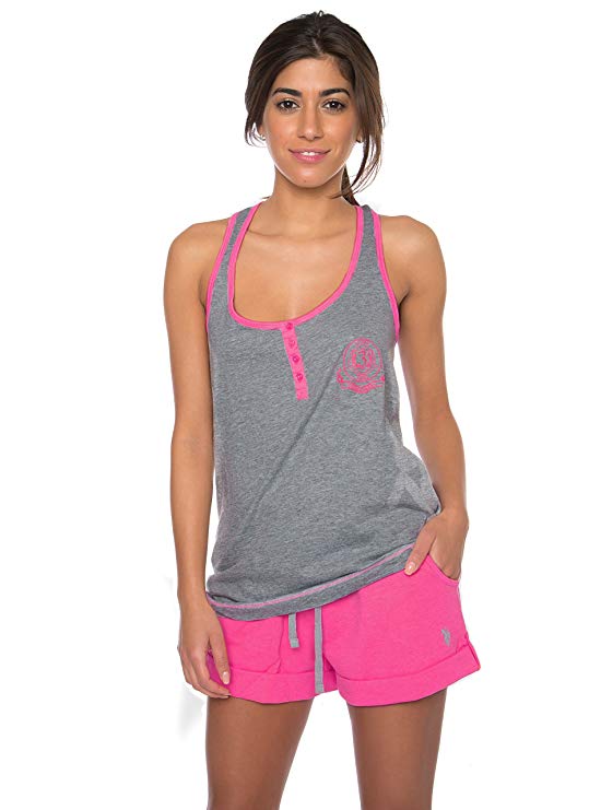 U.S. Polo Assn. Womens Pajama Sets Racerback Tank and Shorts Sleepwear PJs Set