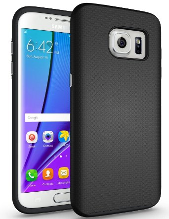Galaxy S7 Edge Case, GABONE Dual Material Hybrid Protection Bumper Case Heavy Duty Protective Cover for Galaxy S7 Edge 2016 Release (Black)