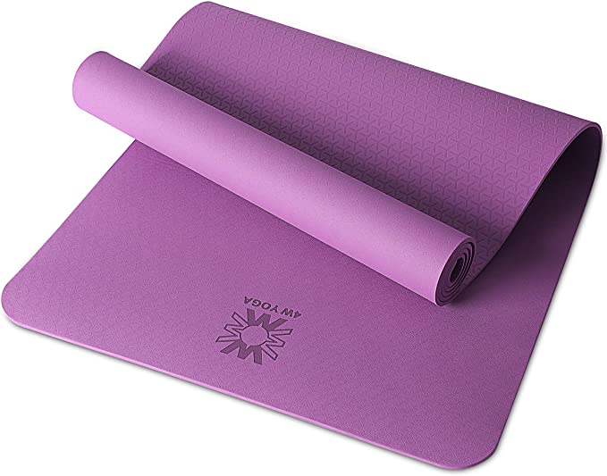 WWWW 4W Yoga Mat Eco Friendly TPE Non Slip Yoga Mats by SGS Certified with Carrying Strap,72"x24" Extra Thick 1/4" for Yoga Pilates Fitness Exercise Mat