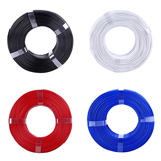 eSUN 1.75mm PLA PRO (PLA ) 3D Printer Filament Refill Pack (4 Rolls), Black, Cool White, Blue, Fire Engine Red, 1KG Each roll, Refill Pack for eSUN Clear spools only