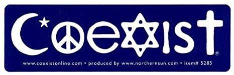 COEXIST - Interfaith Small Bumper Sticker / Decal (5" X 1.5")