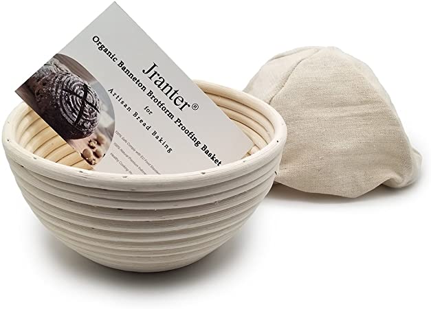 Banneton Bread Proofing Basket Round 7 Inch and Linen Liner Set of 1