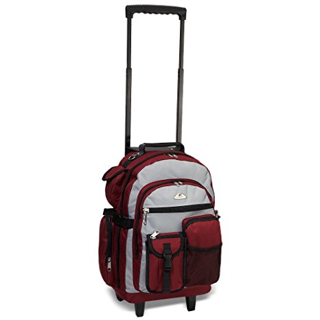 Everest Deluxe Wheeled Backpack Color: Burgundy / Gray