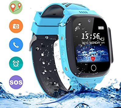 LDB Direct Kids Smartwatches Waterproof, GPS/LPS Tracker Phone SOS Two-Way Call Touch Screen Voice Chat Game Smartwatch for 3-12 Year Old Boys Girls Birthday Gift (Blue)