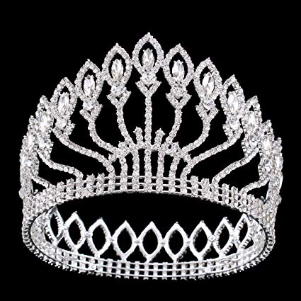 FUMUD Wedding Bridal Crystal Tiara Crowns Princess Queen Pageant Prom Rhinestone Silver Tiara Headband Wedding Hair Accessories (White)