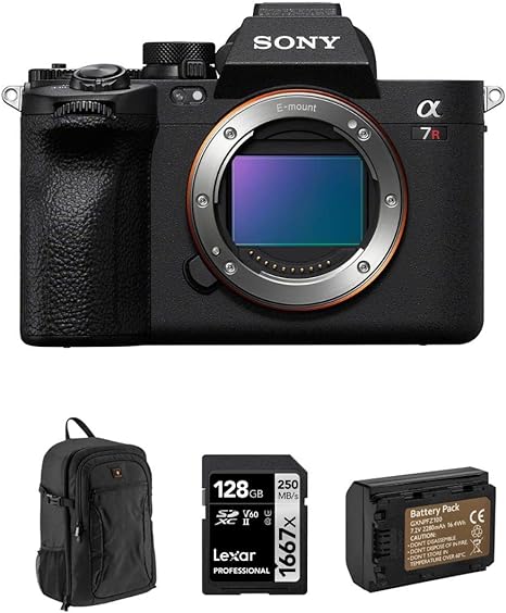 Sony Alpha a7R V 61.0MP Full Frame Mirrorless Digital Interchangeable Lens Camera Body - Bundle with 128GB UHS-II SDXC Memory Card, Alpine 200 Backpack, Extra Battery