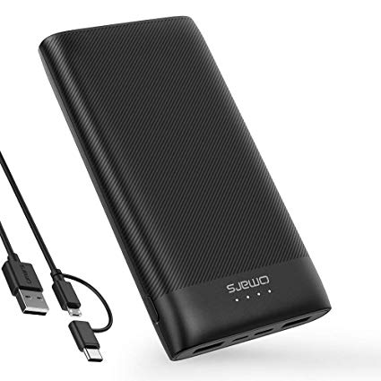 Portable Power Bank Omars 20000mAh USB C Battery Pack Slimline Portable Charger with Dual USB Output Compatible with iPhone Xs/XR/XS Max/X, iPad, Galaxy S9 / Note 9, Huawei Mate 20 Pro