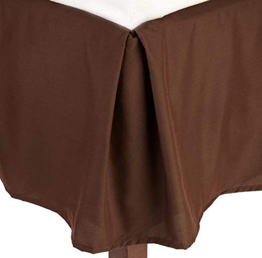 Cosy House Collection Queen Size Pleated Bed Skirt - Luxury Hotel Microfiber Dust Ruffle - 14 Inch Tailored Drop - Stain & Fade Resistant - Chocolate