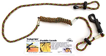 Yakgrips Multi-Colored Coiled Paddle Leash for Men and Women, Kayaking Accessory