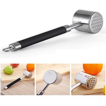 EchoAcc® Meat Tenderizer Mallet Tool - 304 Stainless Steel Meat Hammer - Heavy Duty Cast Manual Hammer for Tenderizing Steak - Chicken - Pork - Veal & Other Additional Use in Kitchen