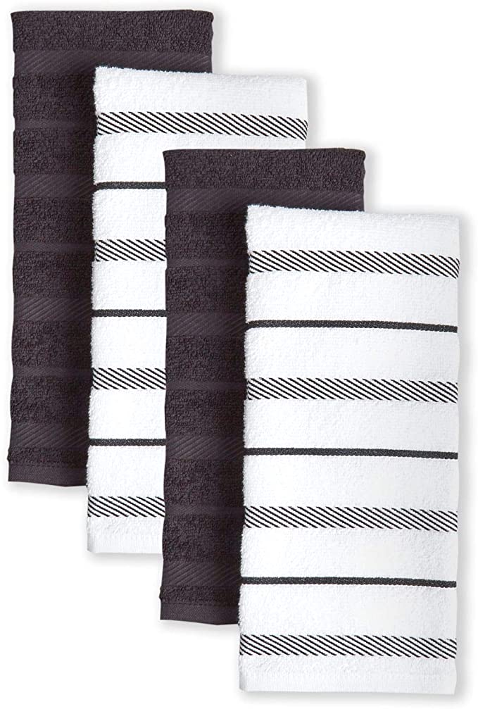 KitchenAid Albany Kitchen Towel Set, Set of 4, Black