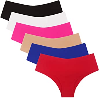 SHEKINI Underwear Smooth Stretch Invisible Cheeky Hipster Panties for Women 6 Pack