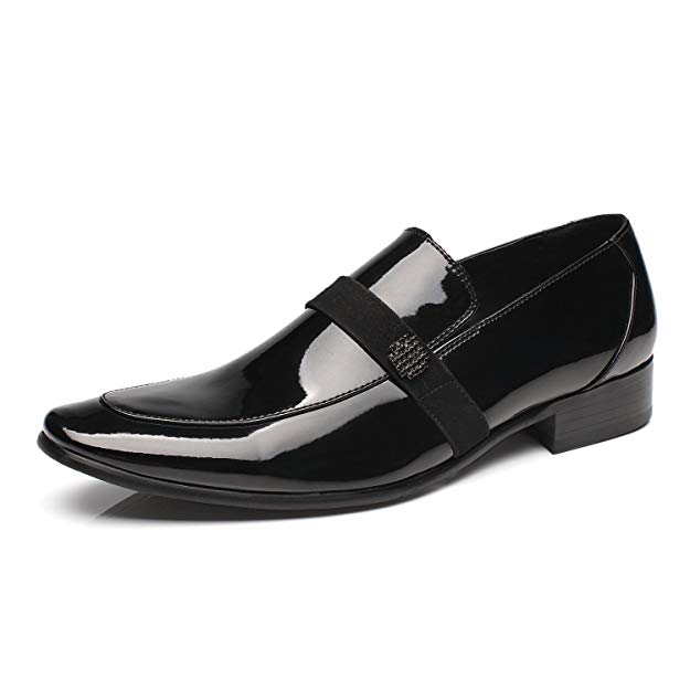 Faranzi Oxford Shoes for Men Patent Leather Tuxedo Moc Toe Slip-on Loafer Mens Dress Shoes