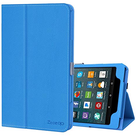 Ztotop Folio Case for Amazon Fire HD 8 Tablet (8th/7th Generation, 2018 and 2017 Release) - Smart Leather Cover Slim Folding Stand Case with Auto Wake/Sleep for Fire HD 8 Tablet，Light Blue