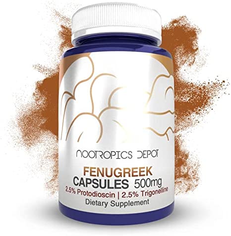 Nootropics Depot Fenugreek Extract Capsules | 500mg | 60 ct | 2.5% Trigonelline, 2.5% Protodioscin | Trigonella foenum-graecum | Mood, Fitness, & Metabolic Function