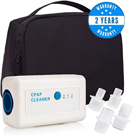 Hesimin M1 Professional CPAP Cleaner and Sanitizer with 1 Sanitizing Bag   4 Hose Adapters, Mini Portable Disinfector for CPAP,Mask,Regular/Heated Hose Pipe Tube Accessories
