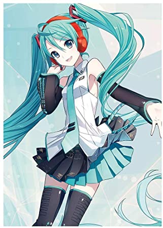 Bowinr Hatsune Miku Poster, Small Size Anime No Fading Art Print Poster for Home Decor(Style 09)