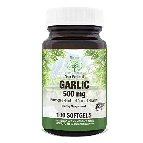 Natural Nutra Garlic Supplement, Odor Reduced, 100 Softgel Capsules, 500 mg, Helps Maintain a Healthy Life