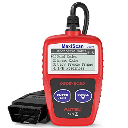 Autel MaxiScan MS309 OBD2 Reader Car Diagnostic Scanner Vehicle Engine Fault Code Reader, Turn Off Check Engine Light, Read/Erase Codes, View Freeze Frame Data, Retrieve I/M Readiness Status, View VIN