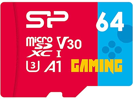 Silicon Power 64GB Gaming microSDXC Card with Adapter, Optimized for 4K Video Game Compatible with Nintendo-Switch, Class 10 U3 V30 A1 Micro SD MicroSD, Superior Gaming Series