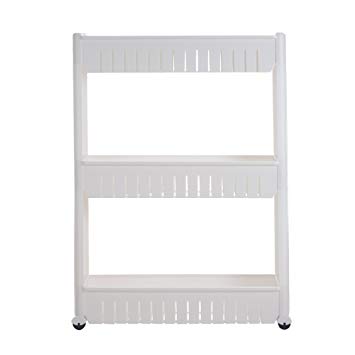 Mobile Shelving Unit Organizer with 3 Large Storage Baskets, Slim Slide Out Pantry Storage Rack for Narrow Spaces by Everyday Home