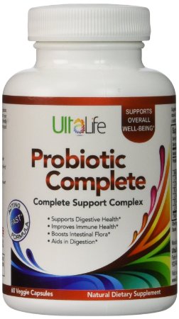 1 Best Probiotic --UltaLifes Probiotic Complete Provides a Wide-spectrum Probiotic Formula that Delivers a Complete Support to Your Normal Intestinal Health It Delivers the Good and Friendly Bacteria that Help Maintain Good Digestive Health Boosts Immune System Aids in Blocking Unwanted Bacteria in the Gut Lining Aids in Relieving Digestive Discomfort Inflammation and BLOATING Money Back Guarantee 100 Natural Dietary Supplement Supports Overall Well-being This Is the One You Can Trust