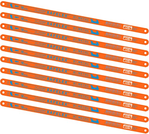 20 Pieces Hacksaw Replacement Blades Metal Cutting Hacksaw Blades with 18 Teeth and 24 Teeth Per Inch (Orange Background with Bi-metal Letter)