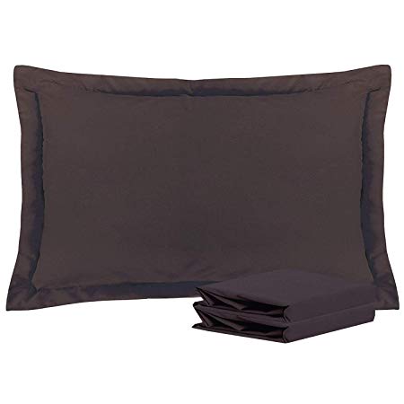 NTBAY Queen Pillow Shams, Set of 2, 100% Brushed Microfiber, Soft and Cozy, Wrinkle, Fade, Stain Resistant (Chocolate, Queen)