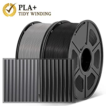 PLA  3D Printer Filament, PLA  Filament 1.75mm, Tangle-Free PLA Plus Filament 2KG(4.4LBS), Black Grey