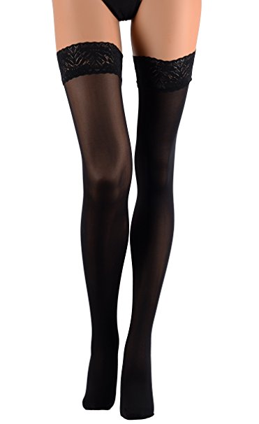 Veneziana THIGH HIGH Opaque Lace Top Silicone Stockings
