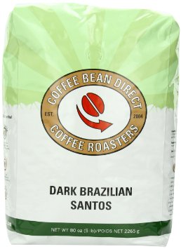 Dark Brazilian Santos, Whole Bean Coffee, 5 Pound Bag