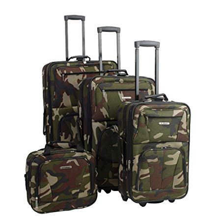 Rockland Luggage Skate Wheels 4 Piece Luggage Set, Camouflage, One Size