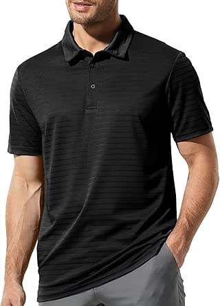 MIER Men's Quick Dry Golf Polo Shirts Short Sleeve Lightweight Casual Shirts Soft Polyester Collared Shirt