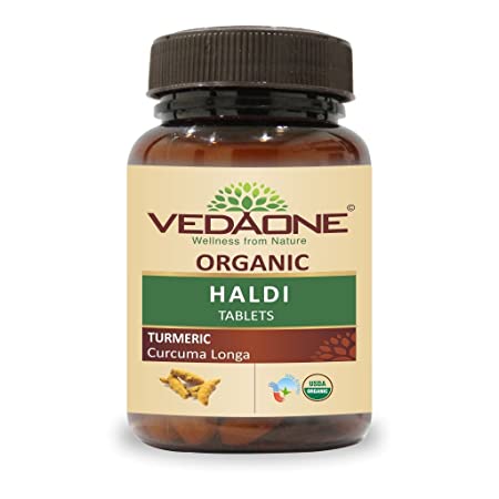 Vedaone USDA Organic Haldi (Turmeric) 750mg - 60 Tablets For Digestive Support