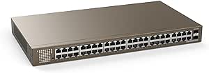 Tenda TEG1050F, 48 Port Gigabit Switch, Unmanaged Ethernet Switch with 48 Gigabit Ports & 2 SFP Slots, Plug & Play, Desktop/ Rack-Mount, Fanless & Metal Design, Limited Lifetime Protection