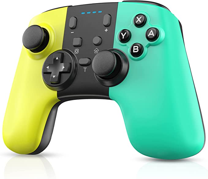 JAMSWALL Switch Controller, Wireless Pro Controller Compatible with Switch/Switch Lite/Switch OLED, Remote Gamepad Support Adjustable Vibration, Turbo, Motion and Screenshot Functions, Green&Yellow