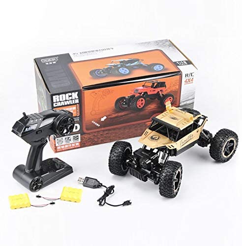 RC Car, VASLON Remote Control Monster Truck, 2.4Ghz 4WD Off Road Rock Crawler Vehicle, 1:16 All Terrain Rechargeable Electric Toy with Two Rechargeable Batteries for Boys & Girls Gifts