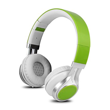 YHhao Over-Ear Headphone, Foldable Headphone with Microphone Mic and Volume Control for iPhone, iPad, iPod, Android Smartphones, PC, Laptop, Mac, Tablet, Over-Ear Headset for Music (Green02)